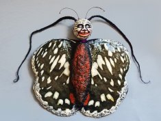 "Papilio demoleus" 35x35 paper-mashe, glina polimerowa, akryl